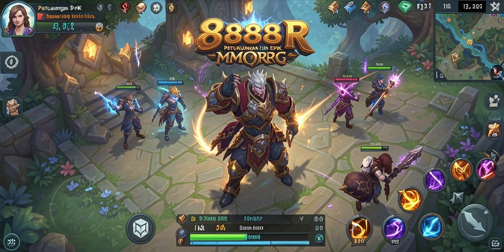 Gameplay mendebarkan dalam dunia MMORPG 888R.