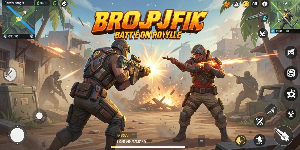 Screenshot utama BROJP menunjukkan aksi intens dalam pertarungan Battle Royale.