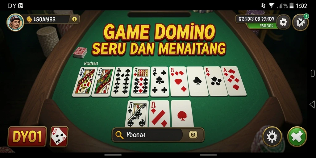 Tangkapan layar utama DYO1 menunjukkan gameplay domino yang menarik.