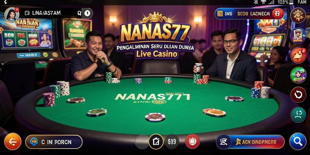 Screenshot NANAS777 menampilkan dealer profesional di permainan Live Casino.