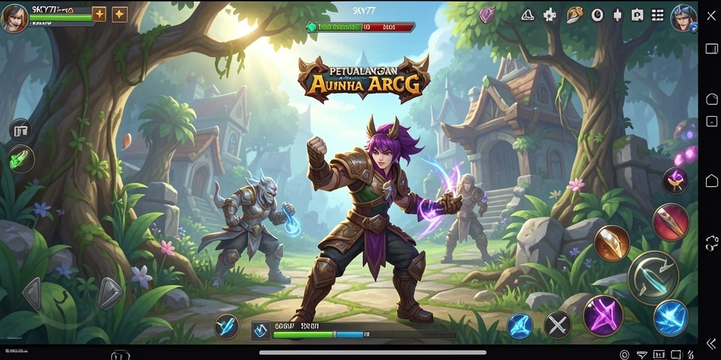 Tampilan gameplay <strong>SKY77</strong> yang menakjubkan dalam pertempuran ARPG.