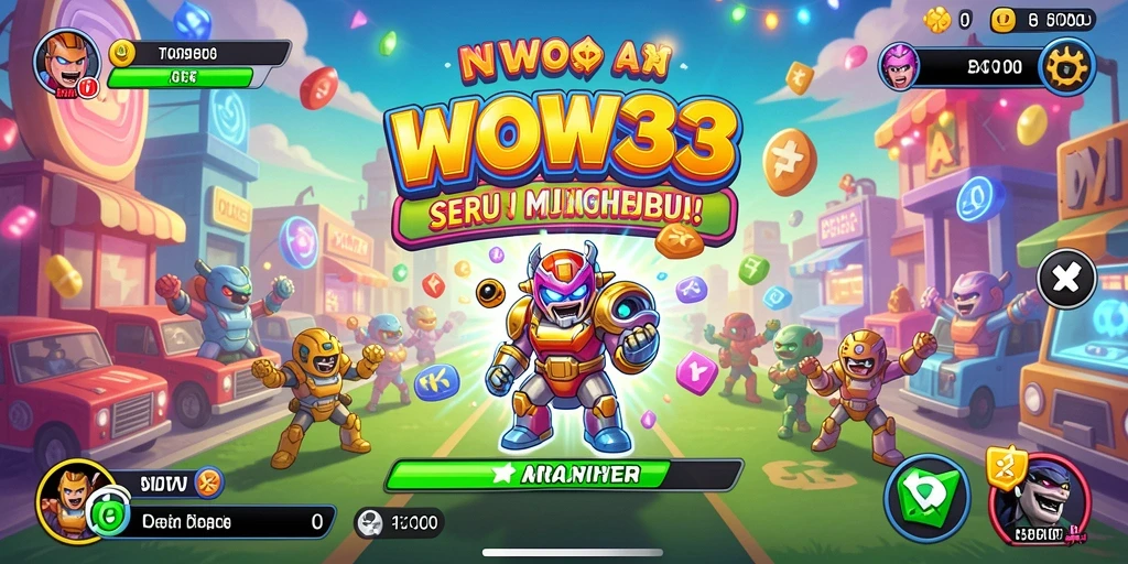 Screenshot gameplay WOW33 menampilkan serunya permainan arcade yang penuh tantangan.