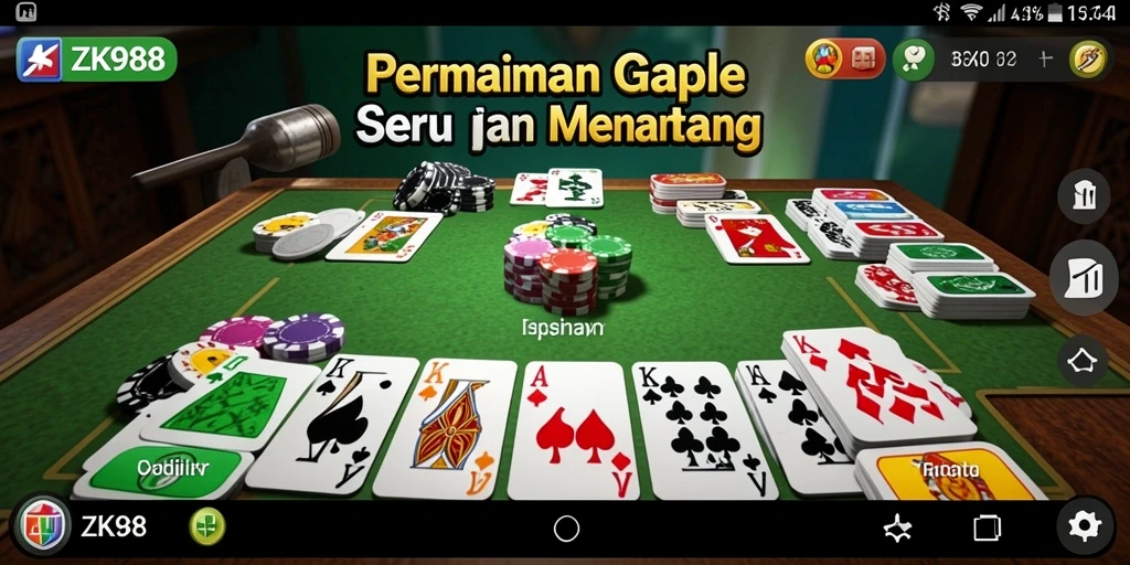Tampilan gameplay seru dalam ZK988 saat bermain Gaple.